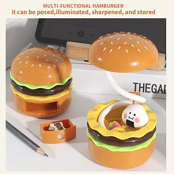 HAMBURGER LAMP 2種セット Cute Desk Lamp for Kids, Rechargeable Hamburger Small Desk